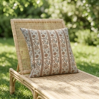 Housse de coussin décorative en coton imprimé 100% beige rouille, motif botanique, pour chaise de patio extérieur, vente en gros