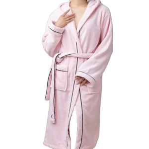 5 Star Hotel 100% Polyester Embroidered Women <strong>Hooded</strong> Bathrobe Custom Super Soft Shawl Collar Bath <strong>Robe</strong> With logo
