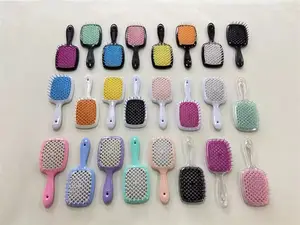 Customized Hollow Out Hairdressing Hair Brush Scalp Massage Combs Air Cushion Comb Colorful Hair Comb