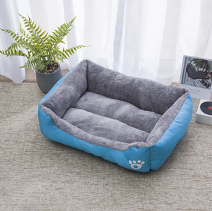 Günstiges Allwetter-Hundebett mit Pfotenmuster aus weichem Plüsch-Oxford-Stoff, waschbar, doppelt verwendbar als Kissen und Sofa. - Product Image 3