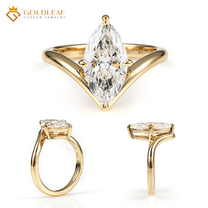 Bague en diamant de culture certifié IGI Goldleaf 14/18K, 1 à 5 carats, DEF VVS-VS, taille marquise, pour cadeau de mariage ou anniversaire - Product Image 2
