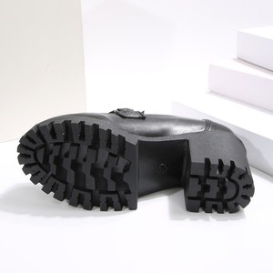 Spring New <b>Style</b> Slip-on High-Heeled Flats, Thick-Soled Large Size Women's Metal Thick-Heeled Low-Top Flats - Product Image 4