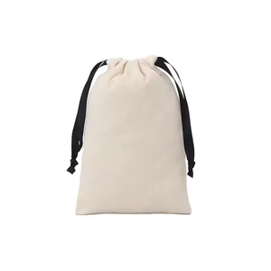 Pandasew Bolsas de Regalo de Lona de Algodón Beige Medianas de 8*10 cm con Cordón para Joyería - Product Image 2