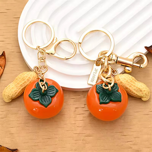 Portachiavi in Resina a Forma di Cachi, Ciondolo per Borsa con Frutta e Verdura, Accessorio Moda Trendy - Product Image 1