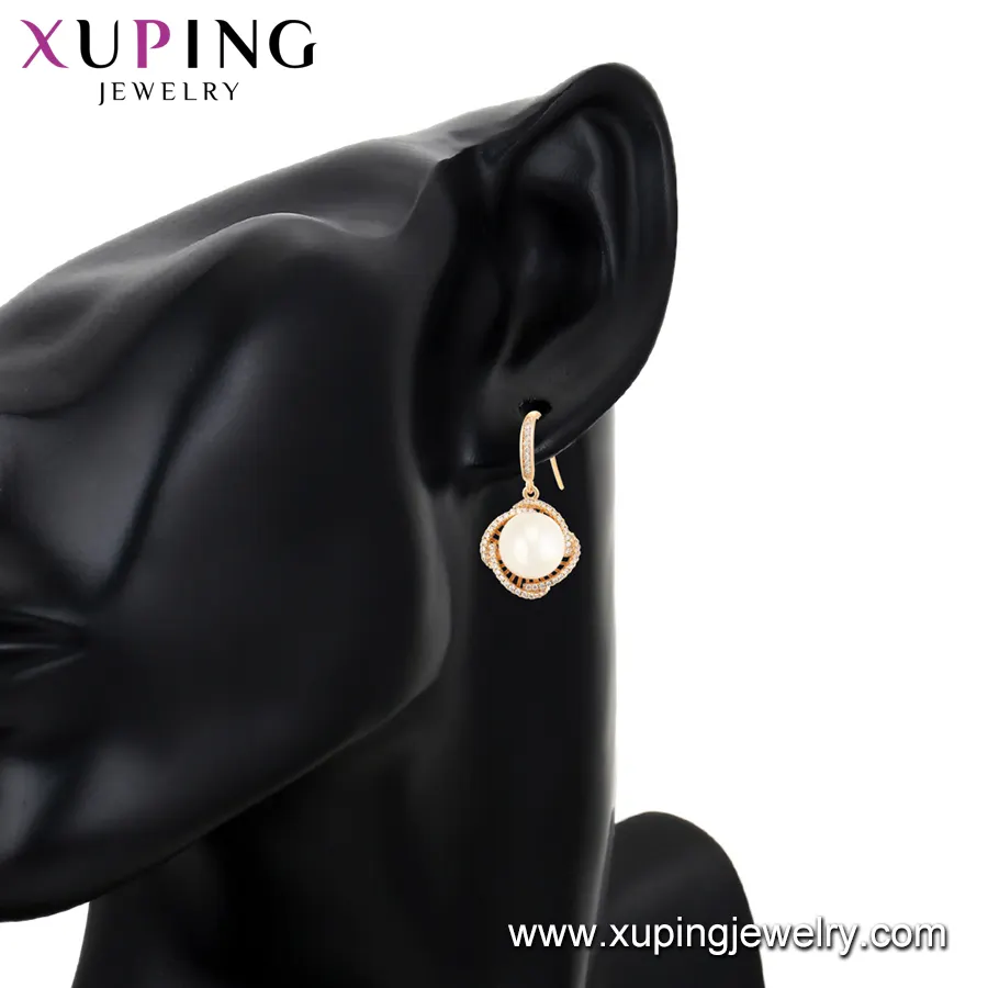 64112 Xuping bijoux oder 18k plaqu fantaisie femme künstliche perle mode frauen gold farbe schmuck set