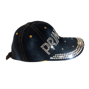 Letter PRINCESS Custom LOGO Sporty Womens Baseball Cap Jewel Rhinestone Bling <b>Hats</b> Jeans Wash Denim <b>Light</b> Common Fabric - Product Image 2