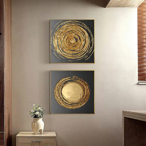 Motif géométrique Peinture sur <span class=keywords><strong>toile</strong></span> Posters nordiques Impressions Art mural pour le salon Décoration intérieure Métal électrique Abstrait Noir doré - Product Image 2