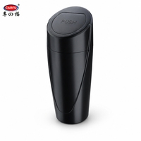 Cubo de Basura Universal para Auto CARFU, de Plástico Negro con Tapa de Empuje, Contenedor de Residuos para Vehículo, Portavasos, para Venta al Por Mayor OEM