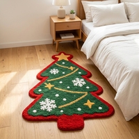 Tapis touffeté en forme de sapin de Noël, flocon de neige, absorbant, antidérapant, lavable en machine, moelleux, pour chambre à coucher, décoration de Noël, tapis de sol