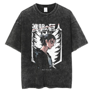 Camiseta retro con estampado de anime Attack on Titan para hombre y mujer, camiseta con estampado de cómic de dibujos animados para hombre, camiseta retro para - Product Image 5