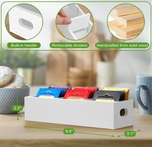 Organisateur de rangement en bois personnalisé coffrets cadeaux café Bage support boîte à thé organisateur avec compartiments - Product Image 6