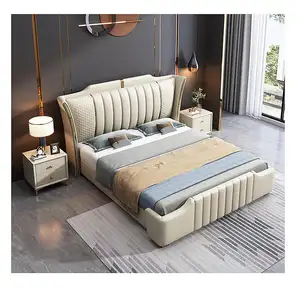 SMC-10 럭셔리 홈 호텔 가구 골드 금속 침대 어린이 침대 킹 나무 침대 아름다움 디자인 침실 가구