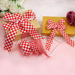 Nastro Grosgrain a Scacchi Rosso e Bianco Personalizzato OKAY Factory, 10mm 22mm 25mm 38mm, Termotrasferibile, Monofacciale, per Gare - Product Image 5