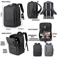 Tas Ransel Laptop Unisex Mewah Tahan Air 15.6-18 Inch USB Portabel Kapasitas Besar Dapat Diperluas Bahan Nylon untuk Perjalanan