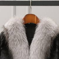 Manteau en fourrure de vison véritable pour femme, col en fourrure de renard, tendance hiver