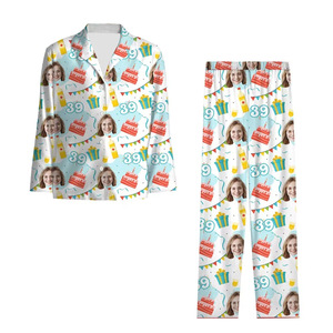 Set Pigiama da <span class=keywords><strong>Donna</strong></span> Personalizzato Stampa su Richiesta Novità Intimo da Notte Pigiama da <span class=keywords><strong>Donna</strong></span> Completamente Stampato a Maniche Lunghe Set da Notte Femminile Carino - Product Image 5