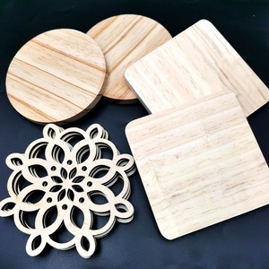 Factory direct supply of natural solid wood coasters, Chinese style DIY <b>hand</b>-painted pine wood anti-scalding and - Product Image 2