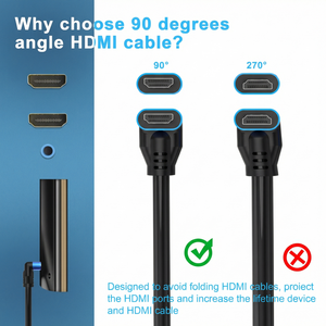Câble HDMI haute qualité à 90 degrés, prend en charge la <span class=keywords><strong>4K</strong></span>, la 3D, l'ARC et le transfert <span class=keywords><strong>Ethernet</strong></span> jusqu'à 18 Gbit/s <span class=keywords><strong>pour</strong></span> ordinateur, téléviseur, moniteur, projecteur - Product Image 3