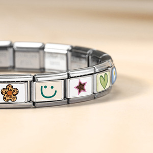 Italian Modular <b>Bracelet</b> Stainless Steel <b>Flower</b> Smiley Face Design DIY Detachable Charm <b>Bracelet</b> Unisex Gift Spring 2026 - Product Image 3