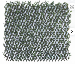 Expandable Wooden Garden Trellis with Artificial Green Leaves Privacy <b>Fence</b> Wall Panel for Outdoor Balcony Patio Decor - Product Image 1