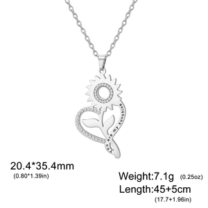 Stainless Steel Sunflower Heart Necklace Crystal Rhinestone <strong>Sunshine</strong> Flower Necklace Gold Plated Jewelry <strong>Gifts</strong> for Women Men - Product Image 6