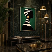 Tableau mural encadré de portrait de femme africaine de luxe pour designer d'intérieur sur mesure, art moderne d'impact pour la maison, vente en gros