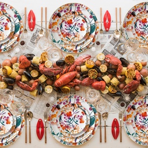 Juego de vajilla seguro para contacto con alimentos 100 juegos plato de cena flor cerámica venta al por mayor Catering 12 "10,5" 8 "6,5" plato juego de cena - Product Image 6