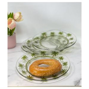 Ensemble d'assiettes à dîner en acrylique DB 9 \ "4 plats de cuisine incassables réutilisables et transparents avec motif de palmier - Product Image 3