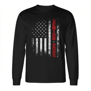 T-shirt à manches longues avec drapeau américain pour seniors 2026, classe de diplômés 2026 USA - Product Image 2