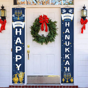 Drapeau de Hanouka en couplets lumineux, forme rectangulaire, rideau de <span class=keywords><strong>porte</strong></span> festif, décoration de fête, fond <span class=keywords><strong>photo</strong></span>, ambiance festive - Product Image 4