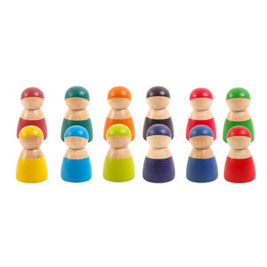 Montessori in <span class=keywords><strong>legno</strong></span> 12 colori arcobaleno <span class=keywords><strong>bambole</strong></span> piolo in <span class=keywords><strong>legno</strong></span> finta gioco figure <span class=keywords><strong>di</strong></span> persone bambola blocchi colorati giocattoli - Product Image 5