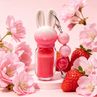 Porte-clés Lapin Mignon Brillant à Lèvres, Huile à Lèvres Hydratante Longue Durée Teintée aux Fruits, Maquillage Lèvres Portable en Forme de Pendentif