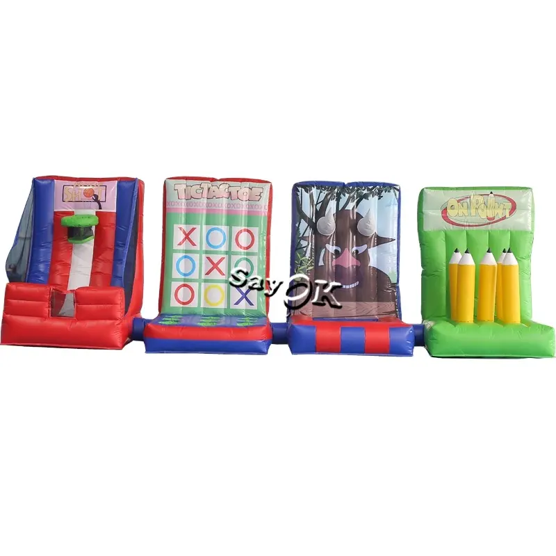 4 in1 interactive carnival game inflatable basketball shooting inflatable tic tac toe game inflatable ring toss