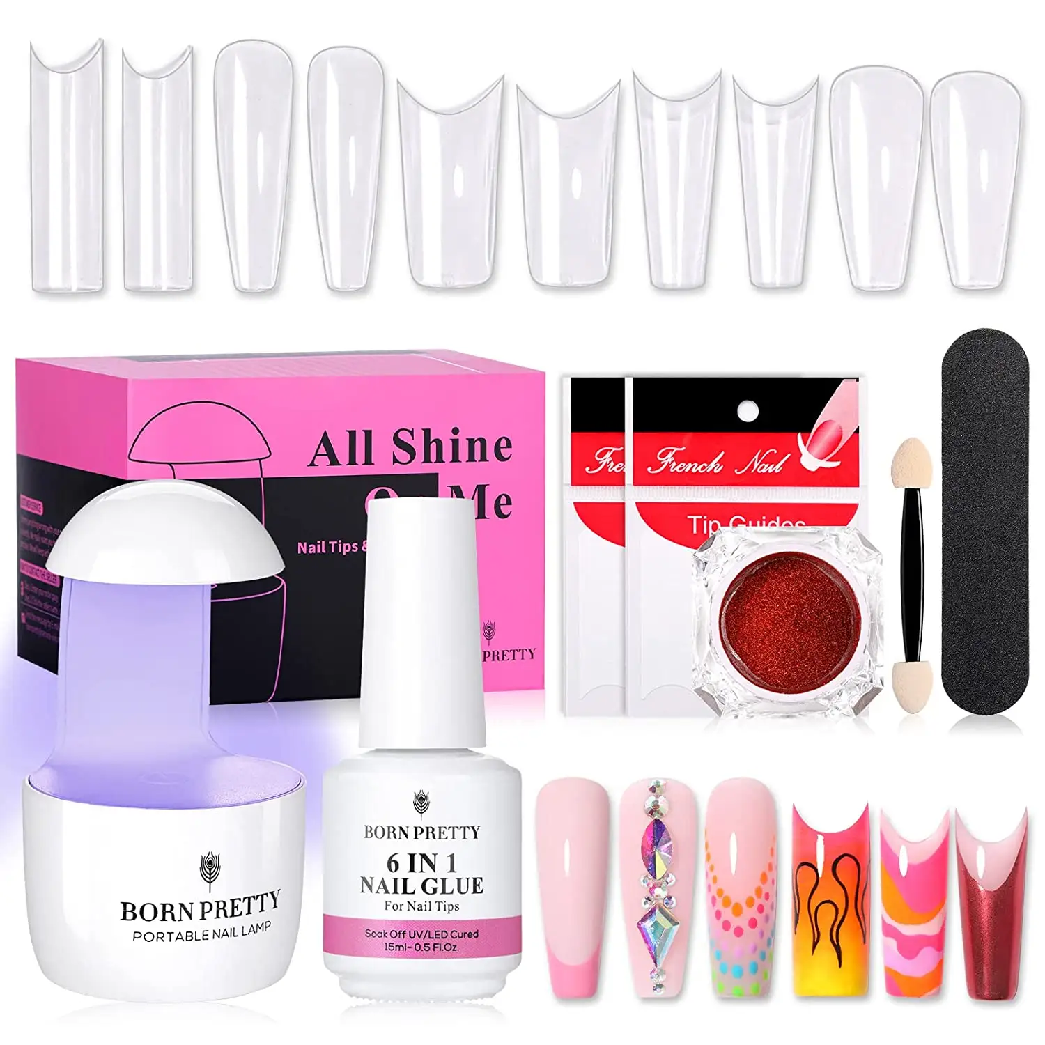 BORN PRETTY Hot Selling Acrylic Nail Extension Gel X Nails Kit With C Curve Nail Tips And Glue