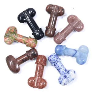 2" Wholesale natural quartz healing stones crystal dildo small crystal penis funny crystal plug dildo