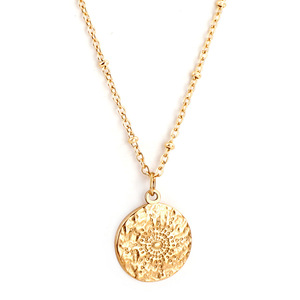 Stainless Steel Round Sun Pendant Necklace 18k Gold Plated Geometric <b>Design</b> Unisex Gift Jewelry - Product Image 5
