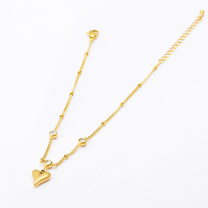 <span class=keywords><strong>Tobillera</strong></span> con colgante de corazón de amor tridimensional de circonita, cadena de tobillo chapada en oro de 18K, joyería para pies, tobilleras - Product Image 5