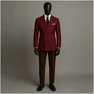 <span class=keywords><strong>Ensemble</strong></span> de costumes pour hommes 2 pièces, veste champagne, pantalon marron, double boutonnage, revers pointus, formel, business, décontracté, tenues de marié - Product Image 4