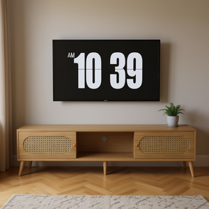 Modern Farmhouse <b>TV</b> Stand Solid Wood <b>Legs</b> Floor Mount Media Console Living Room Furniture 80 Inch - Product Image 2