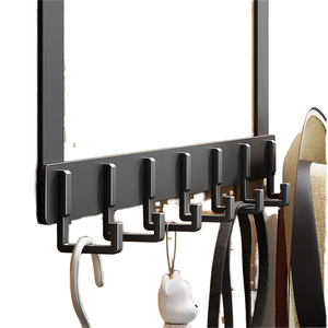 Over the Door <b>Hooks</b> Modern Aluminum Door Hanger <b>Hook</b> with 6 <b>Hooks</b> Hanging Coat Rack Towel Bag Robe Hat Flexible Design Rail - Product Image 1