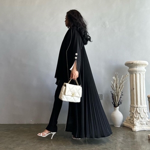 Abiti arabici donna moda aperta nera lunga Dubai tacchino Abaya abito per donne musulmane - Product Image 4
