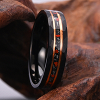 6mm 8mm noir martelé bague en tungstène pour hommes femmes or Rose mariage fiançailles promesse bandes dinosaure os météorite puce incrustation
