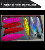 Nouveau leurre à cuillère Flutter 8\" 9\" 10\" 11\" en acier inoxydable OEM, lame de spinner en métal à paillettes lourdes, leurres de pêche, cuillères de traîne, marlin