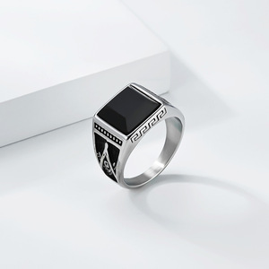 Bagues tendance en acier inoxydable plaqué or, étanches, bijoux de mode pour hommes, non ternissables, avec strass, cadeaux MGJZ310 - Product Image 5