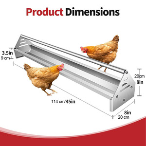 Mangeoire à poulet en <span class=keywords><strong>acier</strong></span> <span class=keywords><strong>galvanisé</strong></span> robuste avec barre transversale, mangeoire à volaille de grande capacité pour canards, oies, dindes, pigeons - Product Image 2