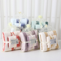 FF3866 Serviette de bain personnalisée en velours corail non pelucheuse Ensemble cadeau Voyage Maison Salle de bain Doux Absorbant 2 Pièces Ensemble de serviettes de bain à rayures