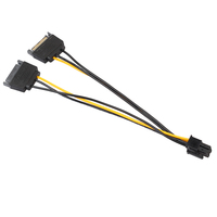 Cable de fuente de alimentación para tarjeta gráfica PCI-e PCIE, adaptador divisor de 6 pines a SATA Dual, 20CM, 18awg, Sata, 2x15 pines