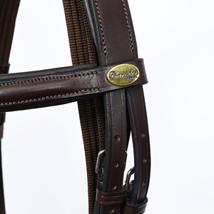 Bride en cuir de chasseur/cavalier rembourrée de qualité supérieure avec serre-tête confortable et coussinet de muserolle en peau de mouton-Wholesale Equestrian Tack Supply - Product Image 5
