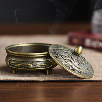 Mini brûleur d'encens en alliage de style chinois, pot vintage pour encens de bois de santal, support pour méditation zen, décoration de la maison