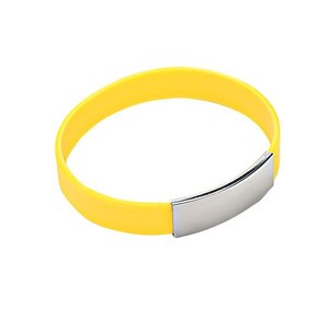 Braccialetto Intelligente per Uomo con Cinturino in Silicone Giallo e Piastra Metallica, Fitness Tracker - Product Image 1